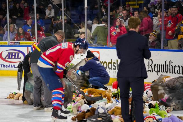 Springfield Thunderbirds' Will Bitten on Teddy Bear Toss night