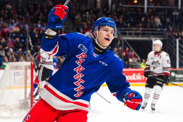 Kitchener Rangers react following a goal
