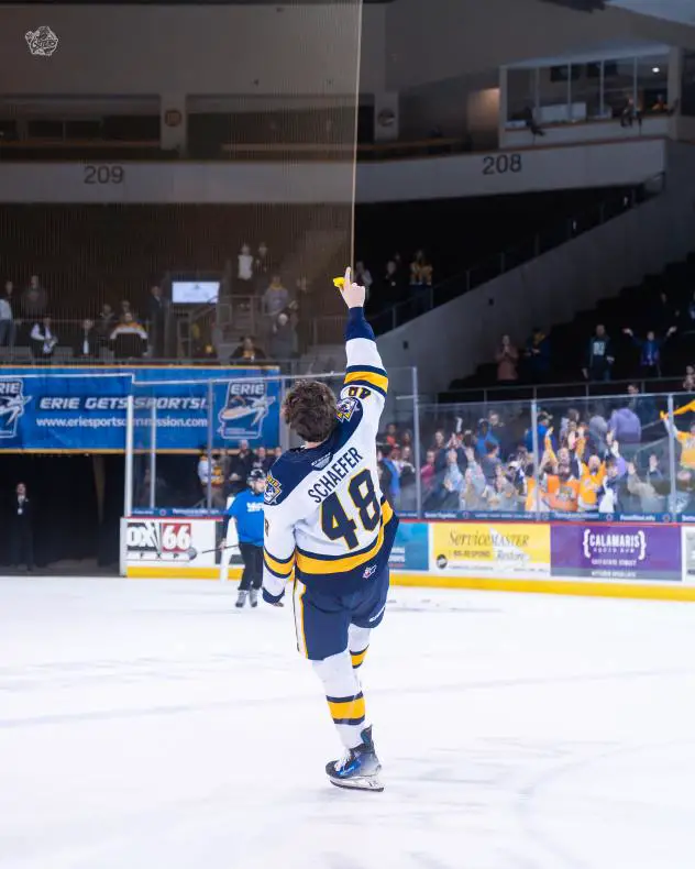 Erie Otters' Matthew Schaefer on game night