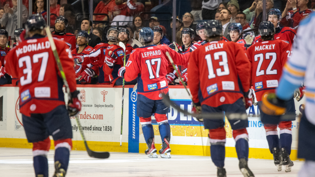 South Carolina Stingrays' Jon McDonald, Jackson Leppard, Kameron Kielly, and Ian Mackey on game night