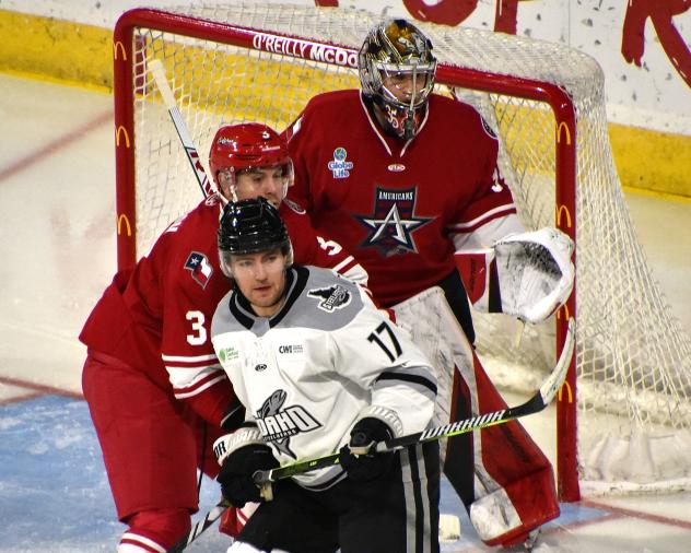 Allen Americans defend against the Idaho Steelheads