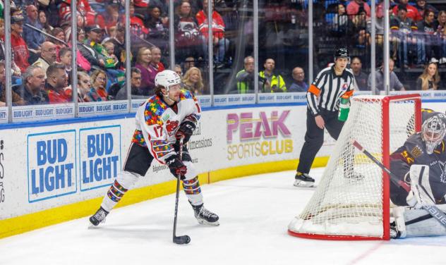 Rockford IceHogs in their Autism Awareness Night jerseys