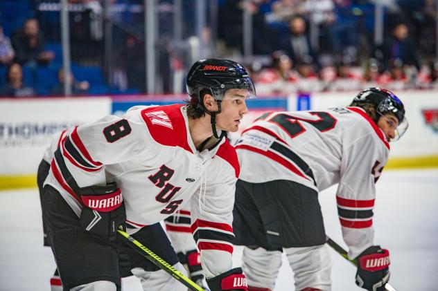Rapid City Rush's Kenton Helgesen and Alex Aleardi on game night