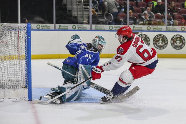 Wichita Thunder's Georgi Romanov versus Allen Americans' Hank Crone