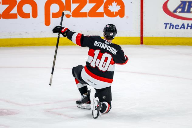 Belleville Senators centre Zack Ostapchuk vs. the Manitoba Moose