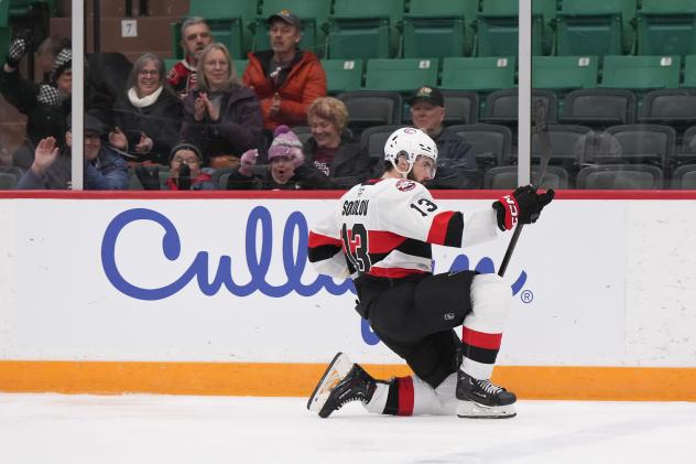 Belleville Senators' Egor Sokolov on game night