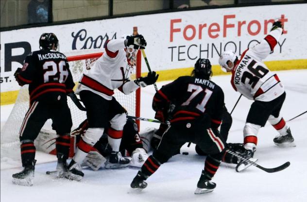 Wheeling Nailers battle the Indy Fuel