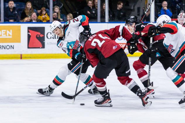 Kelowna Rockets battle the Vancouver Giants