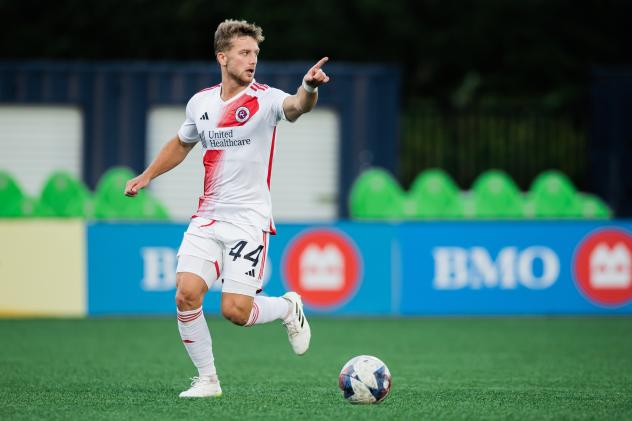 Defender Pierre Cayet with New England Revolution II