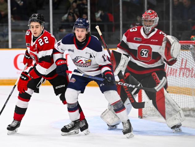 Saginaw Spirit left wing Josh Bloom vs. the Ottawa 67's