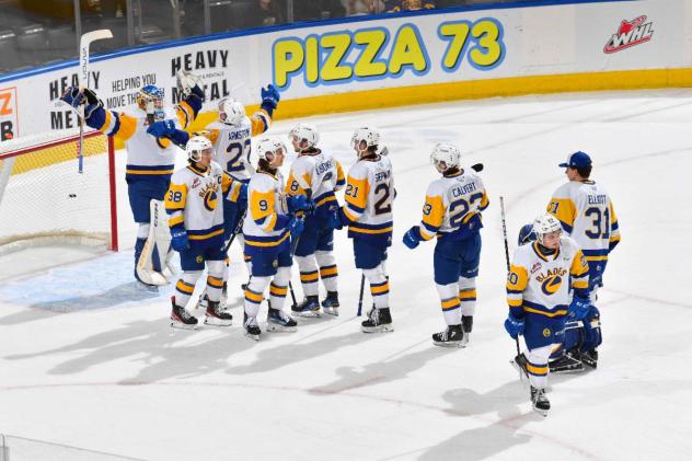 Saskatoon Blades celebrate win