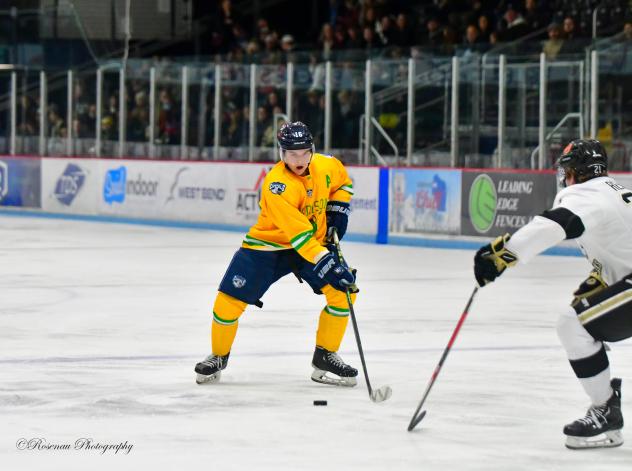 Madison Capitols captain Ethan Elias wears the Madison Muskies jersey