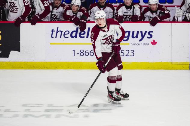 Peterborough Petes' Nico Addy on the ice