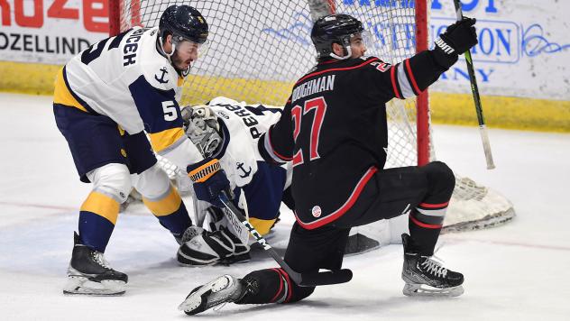 Adirondack Thunder forward Travis Broughman reacts after his goal against the Norfolk Admirals