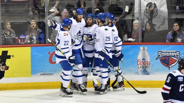 Wichita Thunder celebrates a goal
