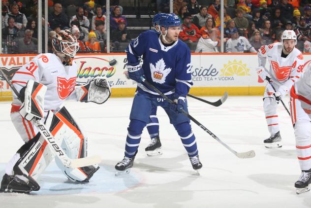 Lehigh Valley Phantoms goaltender Parker Gahagen vs. the Toronto Marlies