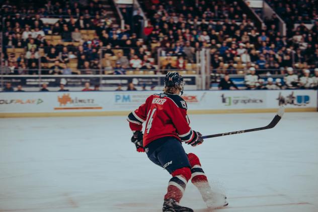 Kitchener Rangers' Cameron Mercer on the ice