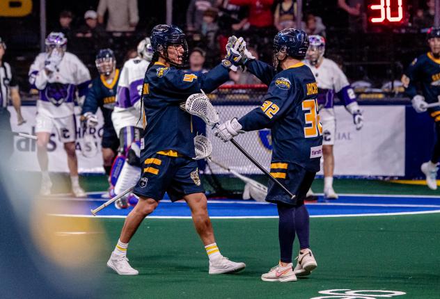 Georgia Swarm exchange high fives