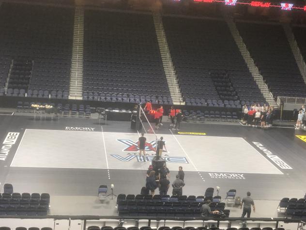 Workers set up the Atlanta Vibe court
