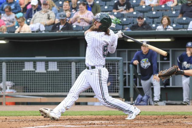 Catcher Thomas Greely with the Gary SouthShore RailCats