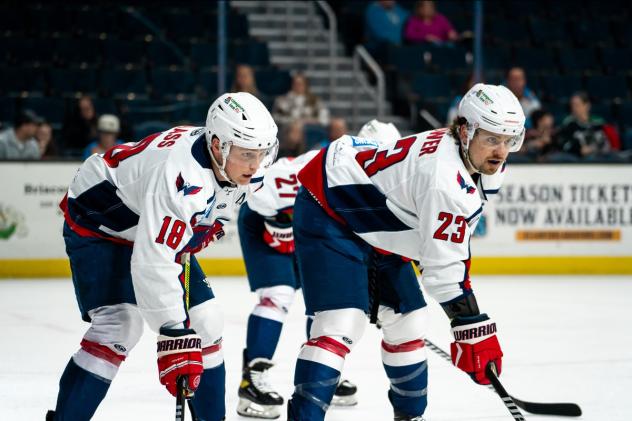 South Carolina Stingrays' Benton Maass and Josh Thrower on game night