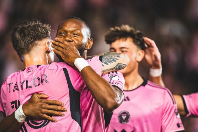 Inter Miami CF's Drake Callender congratulates Robert Taylor