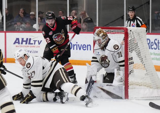 Belleville Senators right wing Garrett Pilon vs. the Hershey Bears