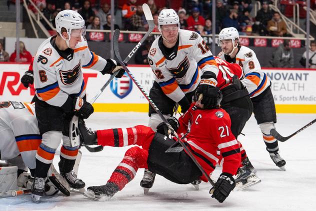 Lehigh Valley Phantoms battle the Charlotte Checkers