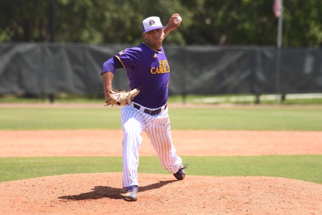 Pitcher Jake Kuchmaner with East Carolina University