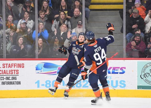Flint Firebirds react following a goal