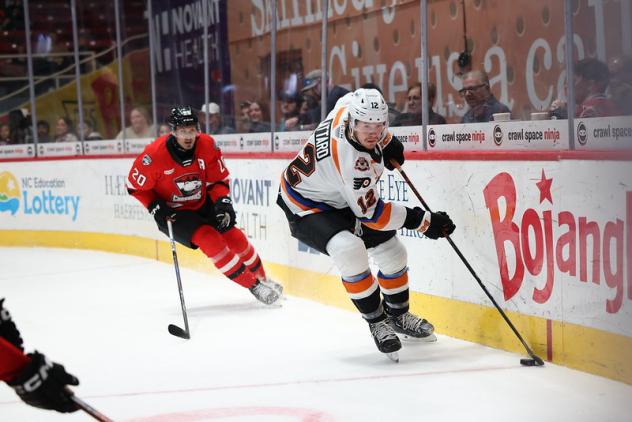 Lehigh Valley Phantoms defenseman Ronnie Attard vs. the Charlotte Checkers