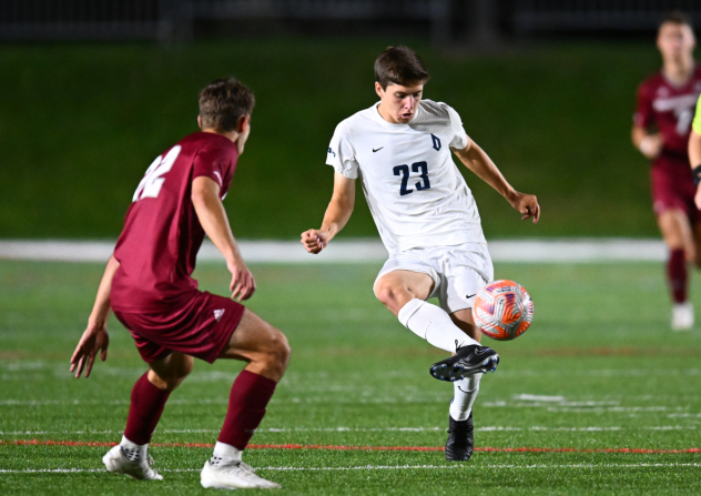 Midfielder Nate Dragisich with Duquesne