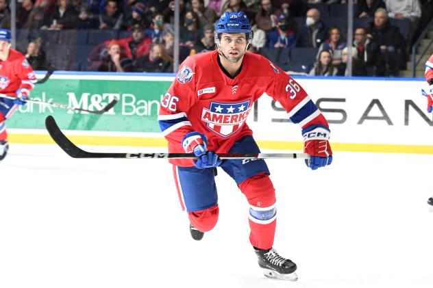 Defenseman Noah Laaouan with the Rochester Americans