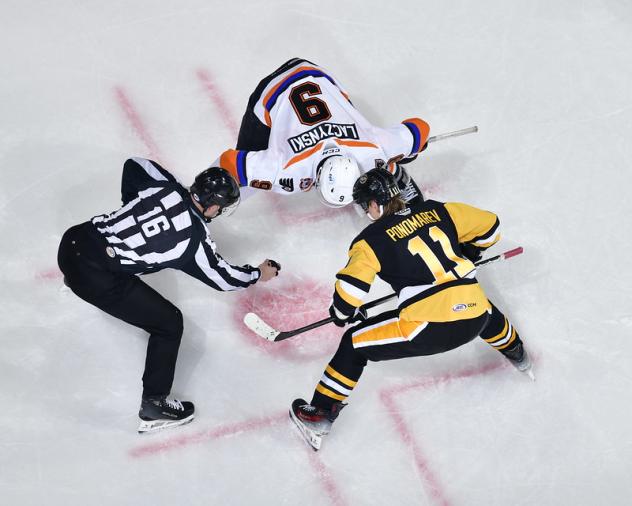 Lehigh Valley Phantoms face off with the Wilkes-Barre/Scranton Penguins