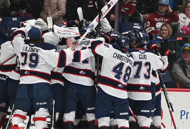Saginaw Spirit celebrate win