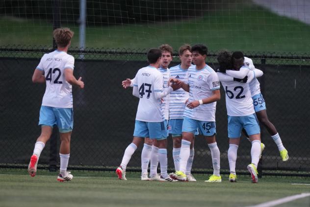 Chicago Fire FC II reacts after Omari Glasgow's goal
