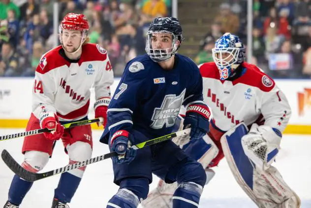 Allen Americans defend against the Kalamazoo Wings