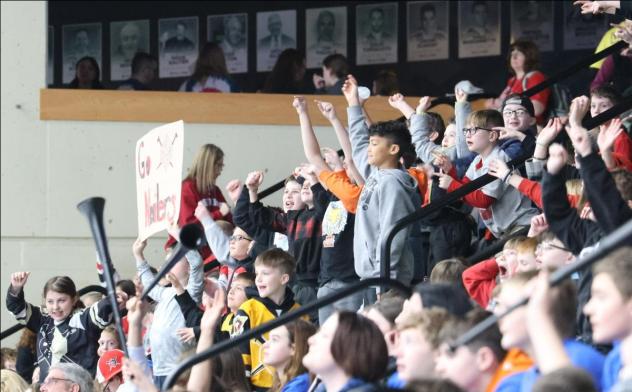 A sellout crowd cheers on the Wheeling Nailers