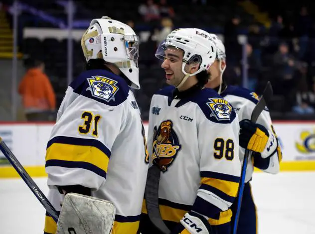 Erie Otters' Ethan Fraser and Pano Fimis on game night