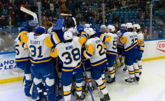 Saskatoon Blades celebrate win