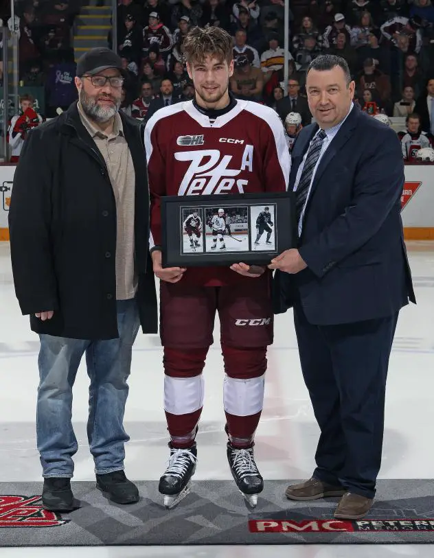 Peterborough Petes defenceman Cam Gauvreau is honoured