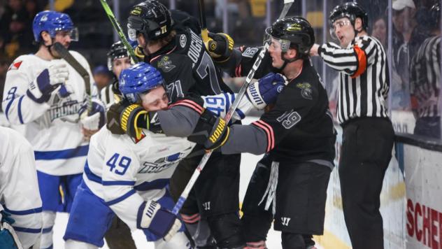 Wichita Thunder fight with the Iowa Heartlanders