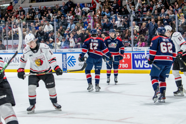 The crowd applauds Josh Bloom and the Saginaw Spirit