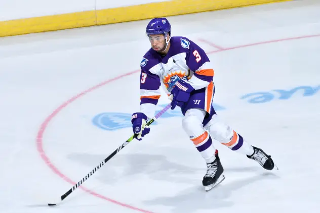 Defenseman Jeremie Biakabutuka with the Orlando Solar Bears