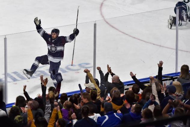 Ashton Calder reacts after one of his five goals