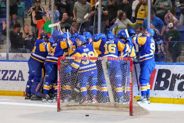 Saskatoon Blades celebrate win