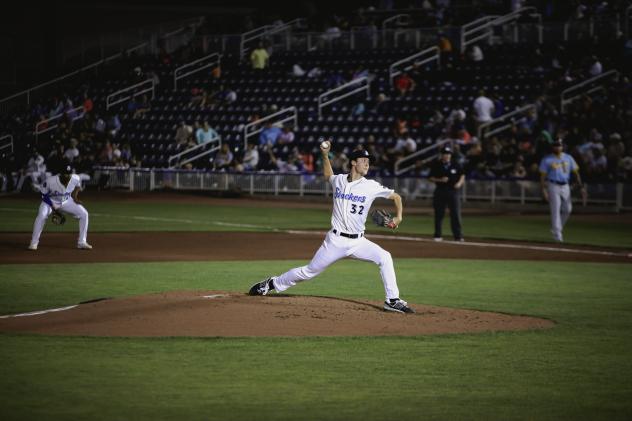 Biloxi Shuckers' Jacob Misiorowski in action