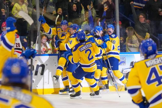 Saskatoon Blades celebrate win