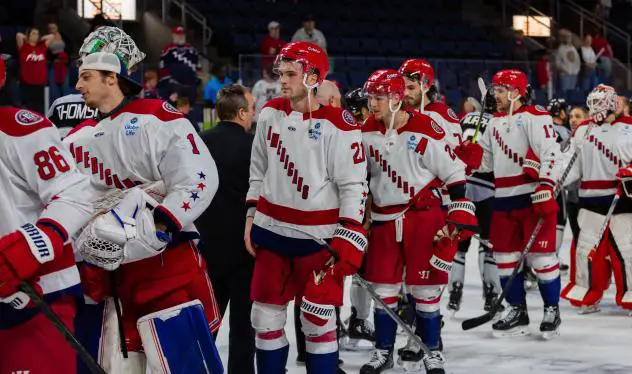 Allen Americans congratulate the Idaho Steelheads