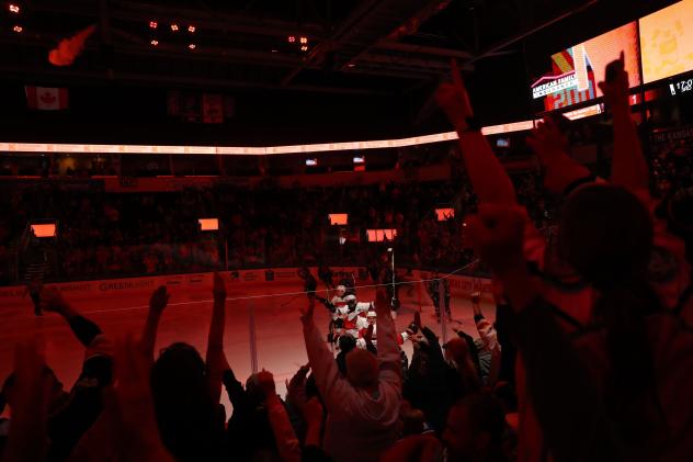 The home crowd cheers on the Kansas City Mavericks